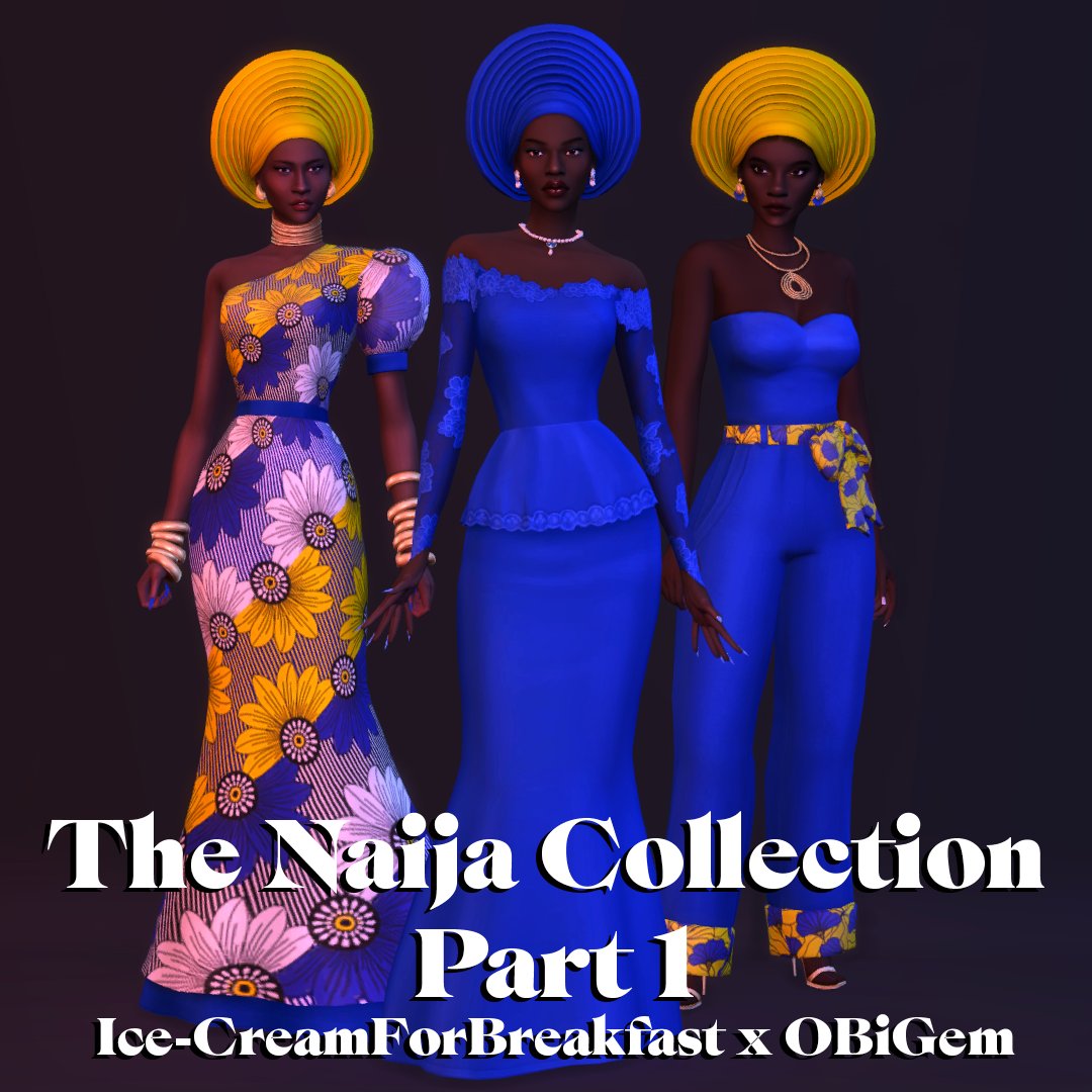 My bestie @itsOBiGem and I have been hard at work in between creating chaos and bring you The Naija Collection Part 1, a Nigerian-inspired womenswear collection 💚🤍💚(More info and link in bio) #ts4 #thesims4 #ts4cc