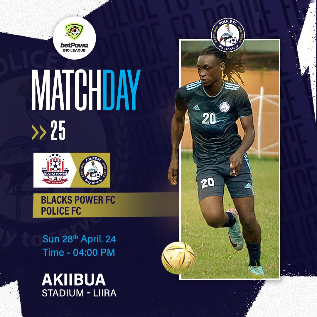 🔜 A trip to Lira is next on our menu. Setting our sights on Blacks Power as we keep aiming for the big prize 🏆Let's set the ball rolling. 🏆 Betpawa Big League ⚽ Match Day 2️⃣5️⃣ 🆚 Blacks Power 🕓 4:00PM 📅 Sunday/28th/April 🏟️ Akii Bua stadium #WeAreCops || #PlayToServe