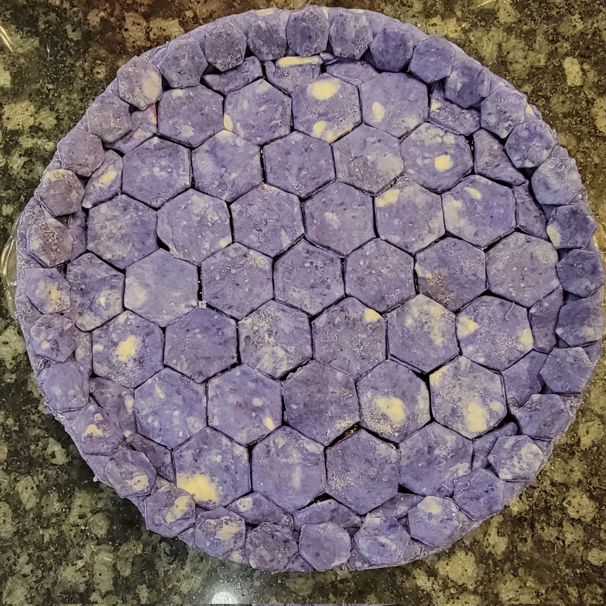 Dendritic_View's tweet photo. Blue Match Pie Crust with an Earl Grey Tea - Saskatoons and Haskap filling
Playing with colours today, went a little too dark - the hex pattern felt fun
#PiePanache https://t.co/SP2uSPJAjX