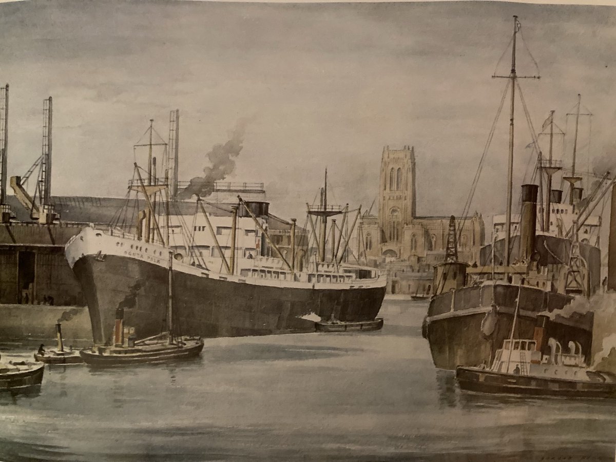 The Anglican Cathedral #Liverpool from Wapping Dock 1946 by the great Gordon Hemm