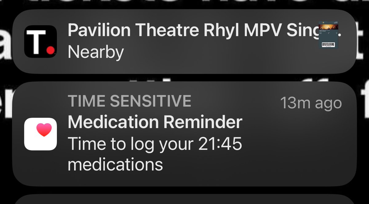 SylviaParry's tweet photo. @TroyHawke I’ve just very much enjoyed your show at the Rhyl pavilion. Mid way through your Q&amp;A session however, I received a medication reminder. Not sure what to read into this https://t.co/Ni3RylPUnK