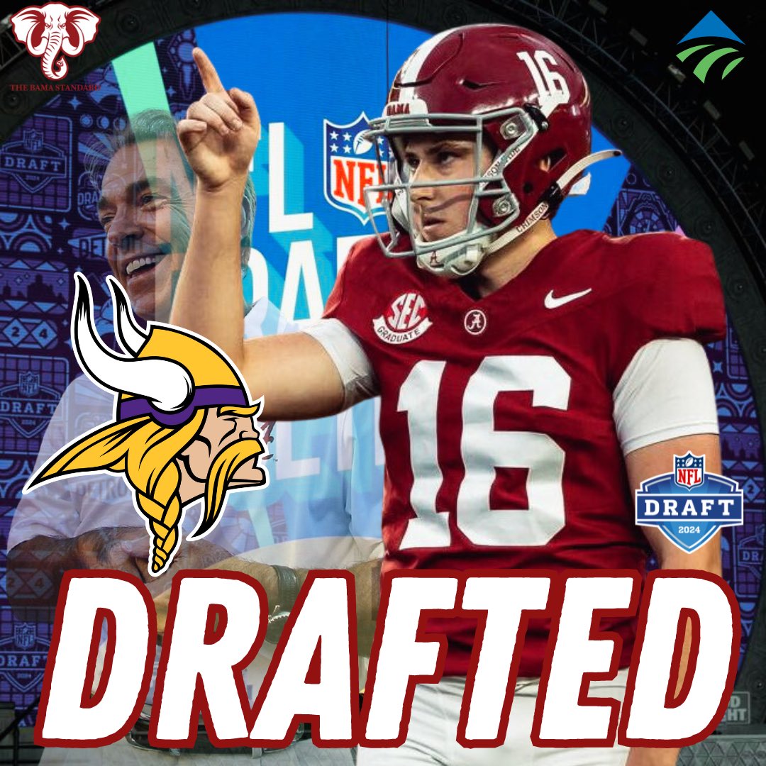 🚨BREAKING🚨 With the 203rd pick of the 2024 NFL Draft, the @Vikings select Will Reichard!

#RollTide #BamaFactor #NFLDraft