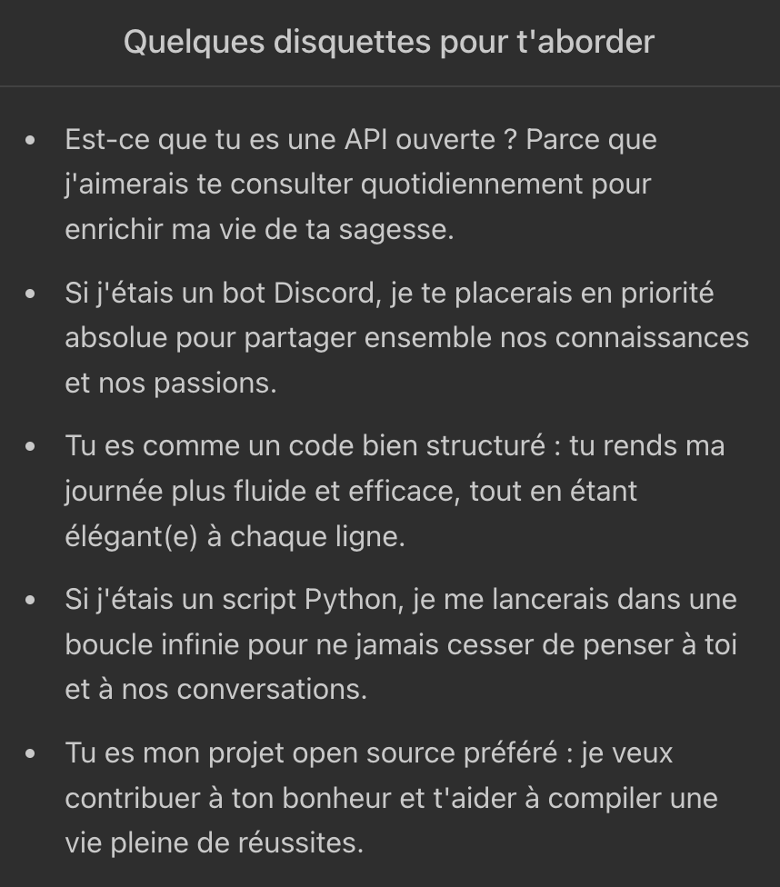 N'hésitez pas à m'aborder comme ça 💀