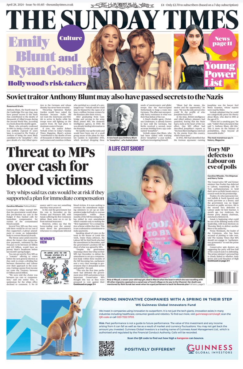 Introducing #TomorrowsPapersToday from:

#SundayTimes 

Threat to MPs over cash for blood victims 

Check out tscnewschannel.com/the-press-room… for a full range of newspapers.

#buyanewspaper  #TomorrowsPapersToday #buyapaper #pressfreedom #journalism