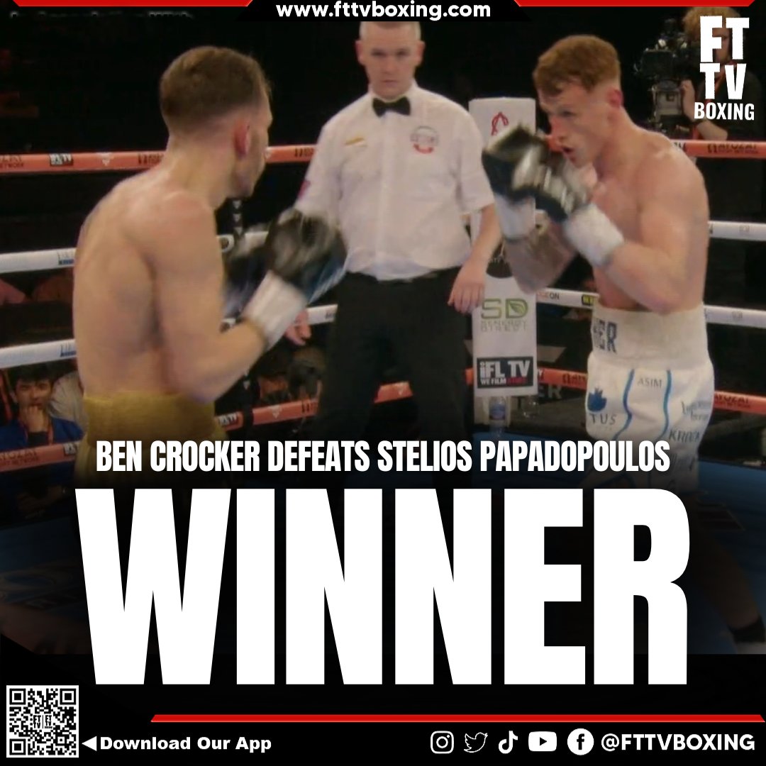 What a fight! 🥊
Ben Crocker secures victory over Stelios Papadopoulos via judges' scorecards! Congratulations! 👏👏👏 
Who's Next? 

#BenCrocker #UrsuRasaq #TopTierBoxing #boxing #boxingnews #boxingfans #fightnight #fightfans #WillJones
