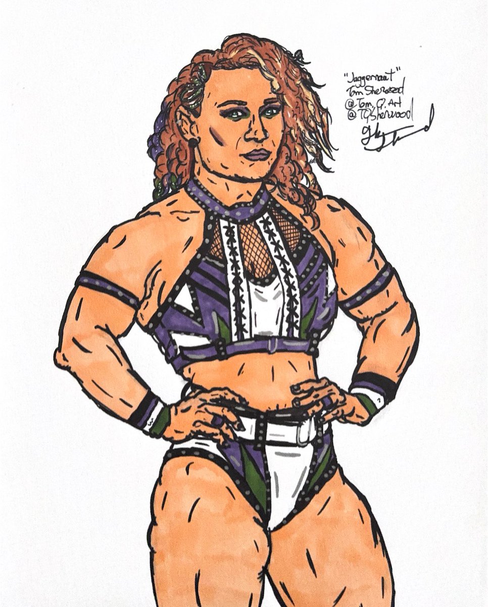 “Juggernaut.” My newest drawing, for the first time ever, starring @JordynneGrace! I’m so pumped about @MysteryWrestlin in 2 weeks, and with Knockouts Champion Jordynne Grace on the card? I had to draw her. #fanart #wrestlingart #JordynneGrace #TNAiMPACT