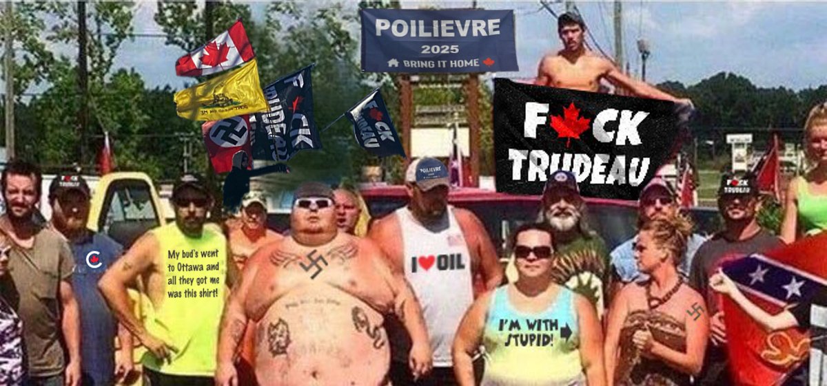 @tiredcanajun @RCMPAlberta It's a hate convention. They say it's axe 🪓 the tax, or other nonsense, but it's always been about hate, just like the #kkk gatherings in the US, only not as organized. These chuds don't know how to organize a box of crayons.

#HateConvoy #TBA #MapleMAGA #ConvoyWatch