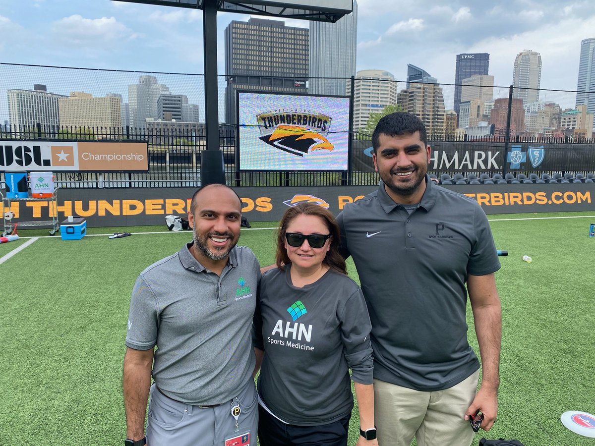 Our medical staff this afternoon at the @PGHThunderbirds home opener! ⚡🦅🥏