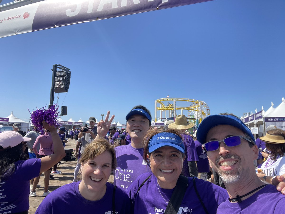 Beautiful day for a 5K & a great cause @PanCAN Santa Monica with family, colleagues, & friends from @cityofhope with team captain @laleh_melstrom, V Chung, & others. Love the energy and support for #pancreaticcancer & #purplestride!!