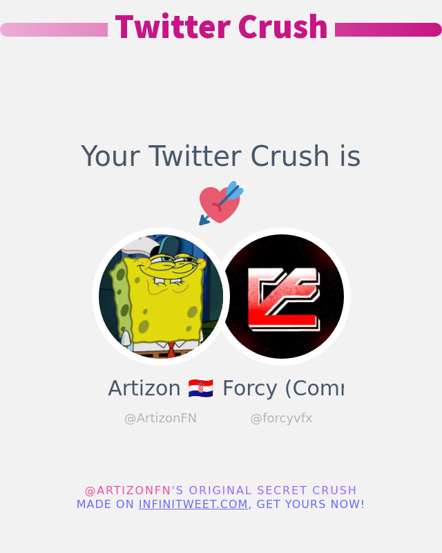 My Twitter Crush is: <a href="/forcyvfx/">Forcy 🚀</a>

➡️ infinitytweet.me/secret-crush
