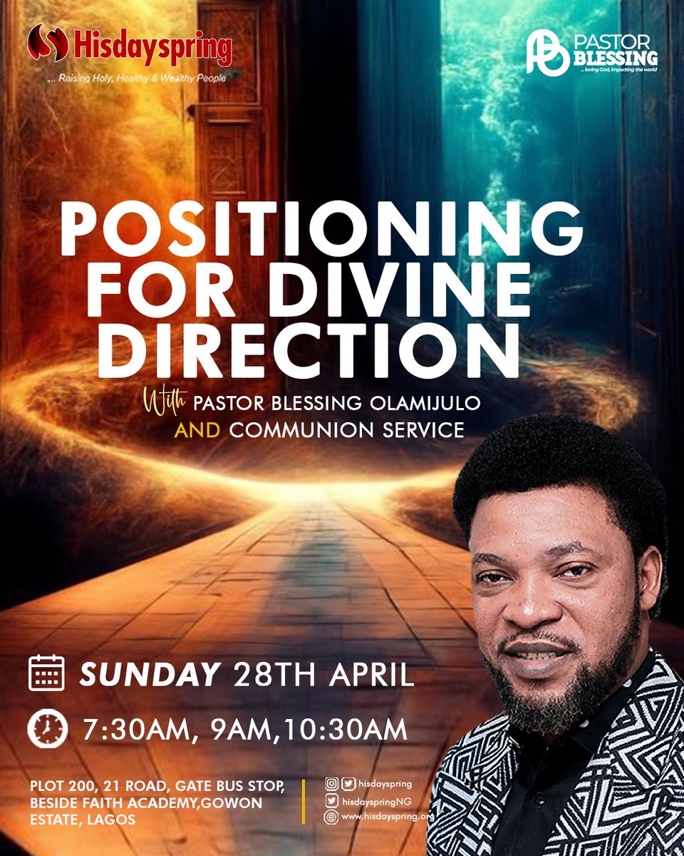 Your POSITIONING is very important for your DIVINE DIRECTION We will be having a great Communion Service tomorrow. We urge you to be at any of our 3 services as we learn, praise, pray, and worship our God. Please Share God bless you #SundayService #divine