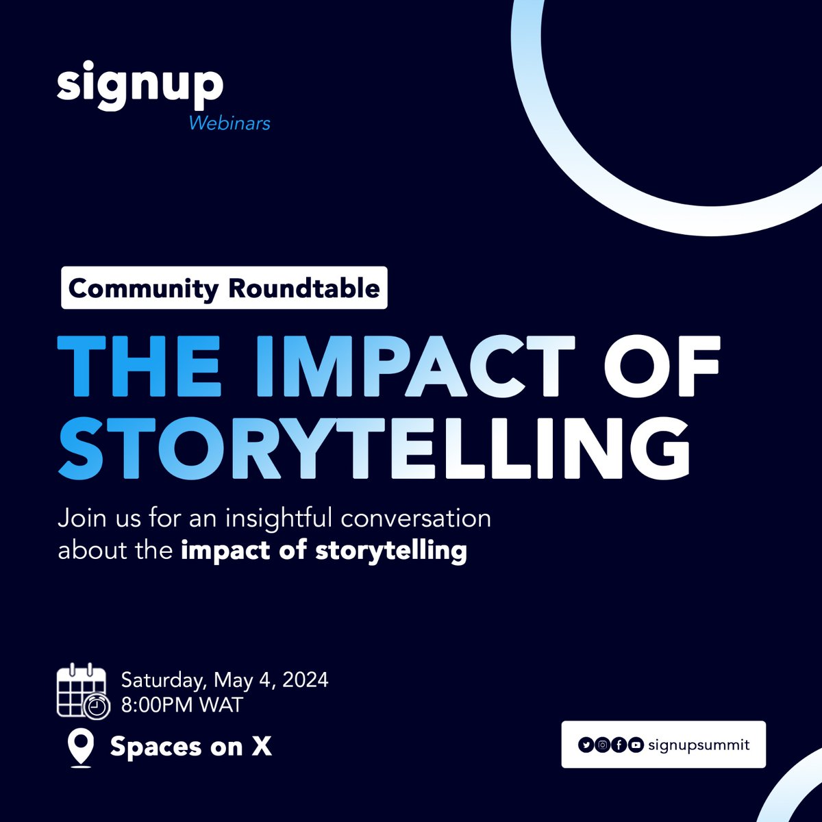 signup_digital's tweet photo. Our next Space is coming up on Saturday. Check our pinned post and set your reminder. #XSpace #Storytelling #SignupSummit #SignupProject #SignupWebinar https://t.co/1ewjsXPEjb