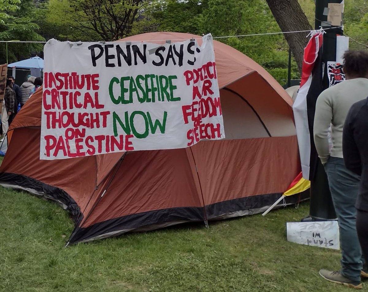 At the UPenn encampment. In support of students' right to protect. #peace #CeaseFireInGaza