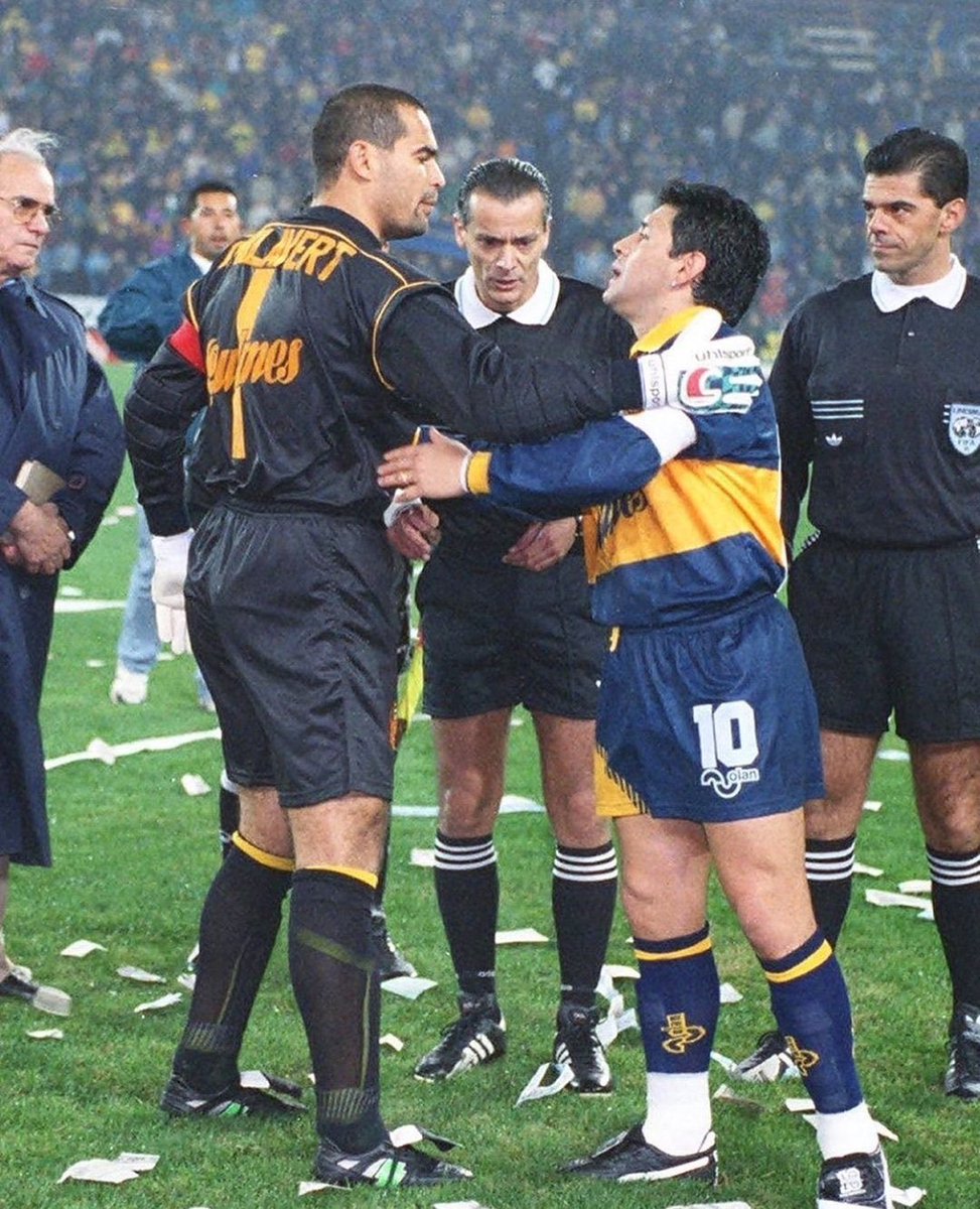 Jose Luis Chilavert y Diego Maradona. Respeto mutuo.