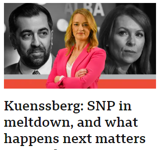 Every SNP MSP and MP is backing Humza Yousaf. There's solidarity with him amongst members and activists. The party hasn't been this united for years. Membership numbers are going up. Yet the BBC is claiming the party is in meltdown. This is crude propaganda.