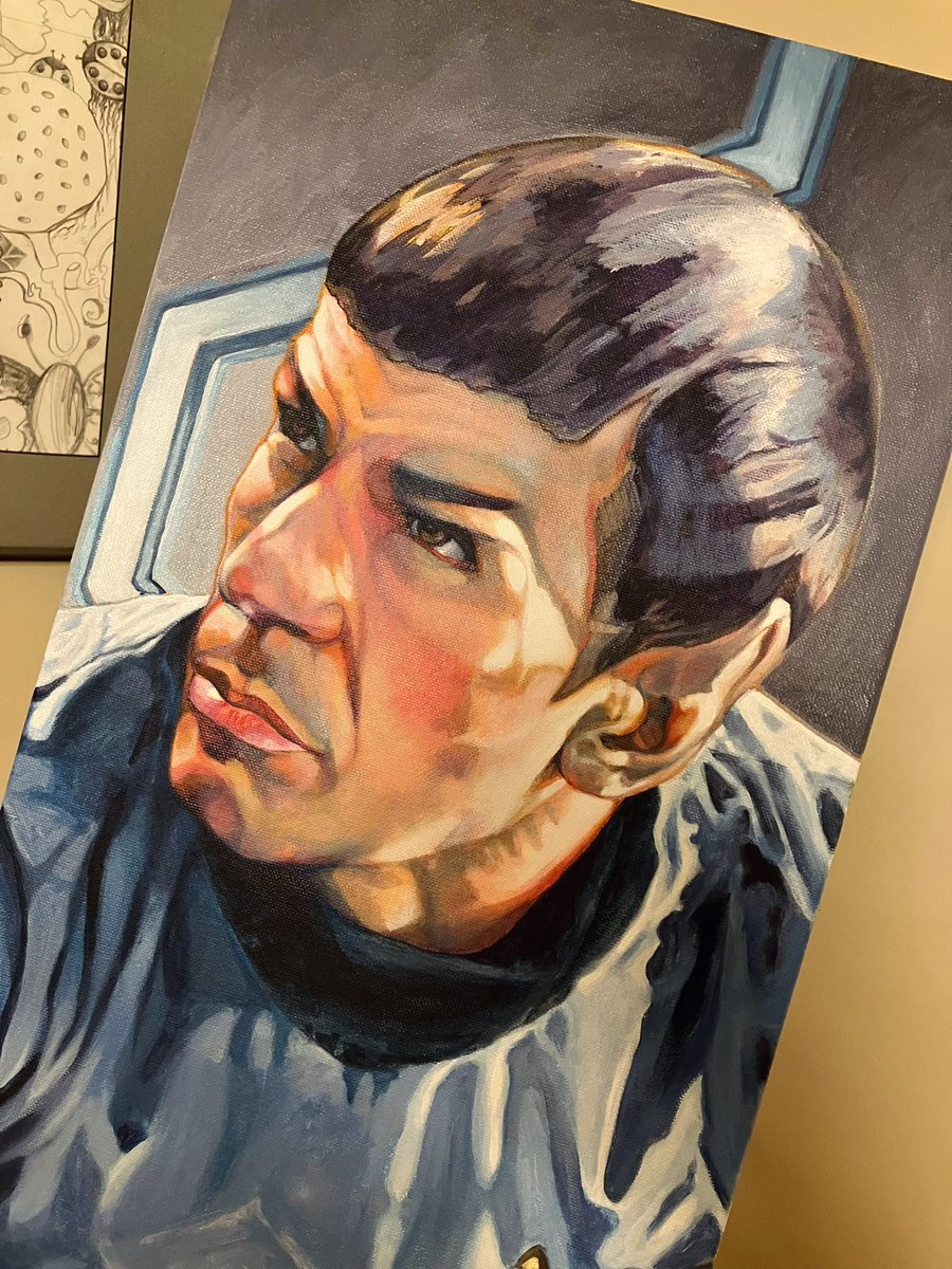 Finished my re-working of my old Spock painting & love it so much more now! I first painted this piece when Leonard Nimoy’s Spock was the only character I would put to canvas… he’s still my muse! ❤️🖖 retrospectstudios.ca/special-editio…

#startrek #StarTrek #StarTrekTOS #fanart #scifiart