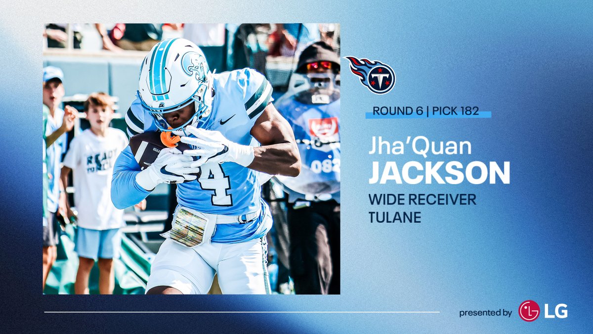 'I believe in faith, family and football. I am grateful and honored to wear a Titan uniform, back with my dawg.' @Titans select @GreenWaveFB receiver Jha’Quan Jackson @_Quann4 in sixth round of the #NFLDraft. In Nashville, he'll be reunited with Tyjae Spears @tyjae22. READ…