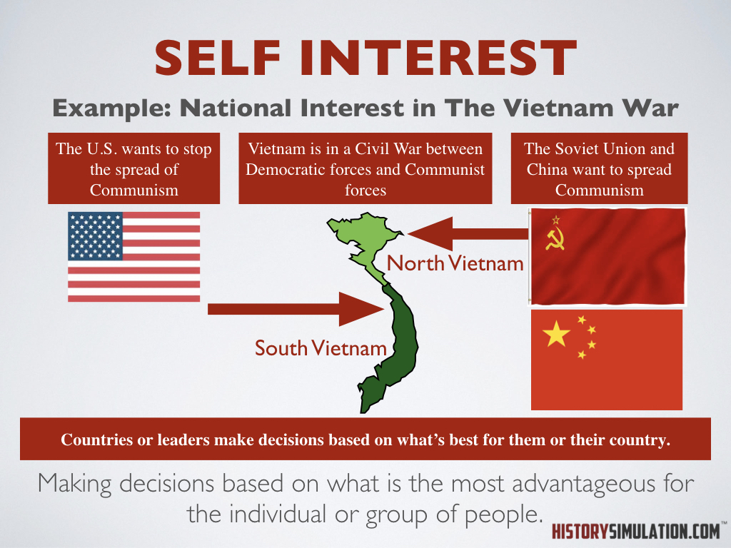 #SocialStudies #Concept Self Interest: Making decisions based on what is the most advantageous for the individual or group of people. historysimulation.com/social-studies…