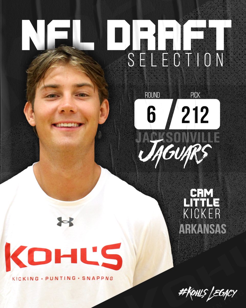 With the 212th pick in the 6th round of the NFL Draft, the Jacksonville Jaguars select #KohlsElite Kicker Cam Little. #DUUUVAL #KohlsLegacy // #NFLDraft