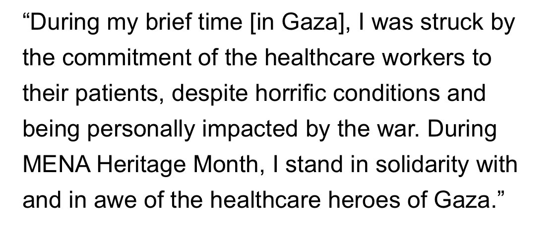 Grateful to have been recognized during this month despite not having MENA heritage… and so I would be remiss if I didn’t acknowledge the healthcare heroes of Gaza.