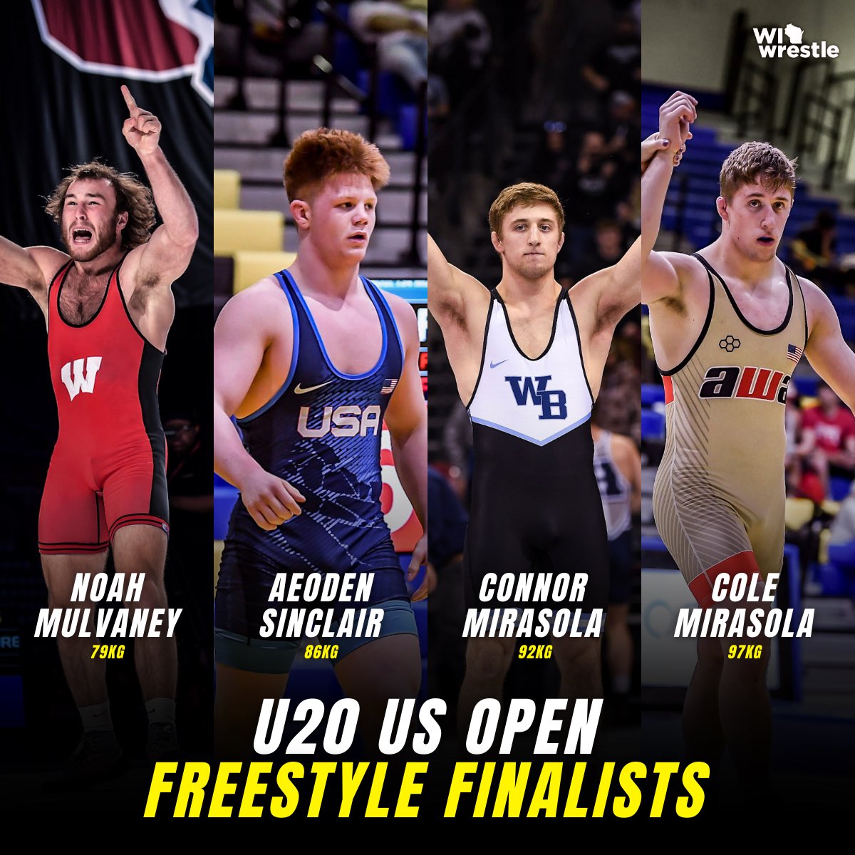 4 Wisconsin wrestlers will be wrestling later today in the U20 freestyle finals!