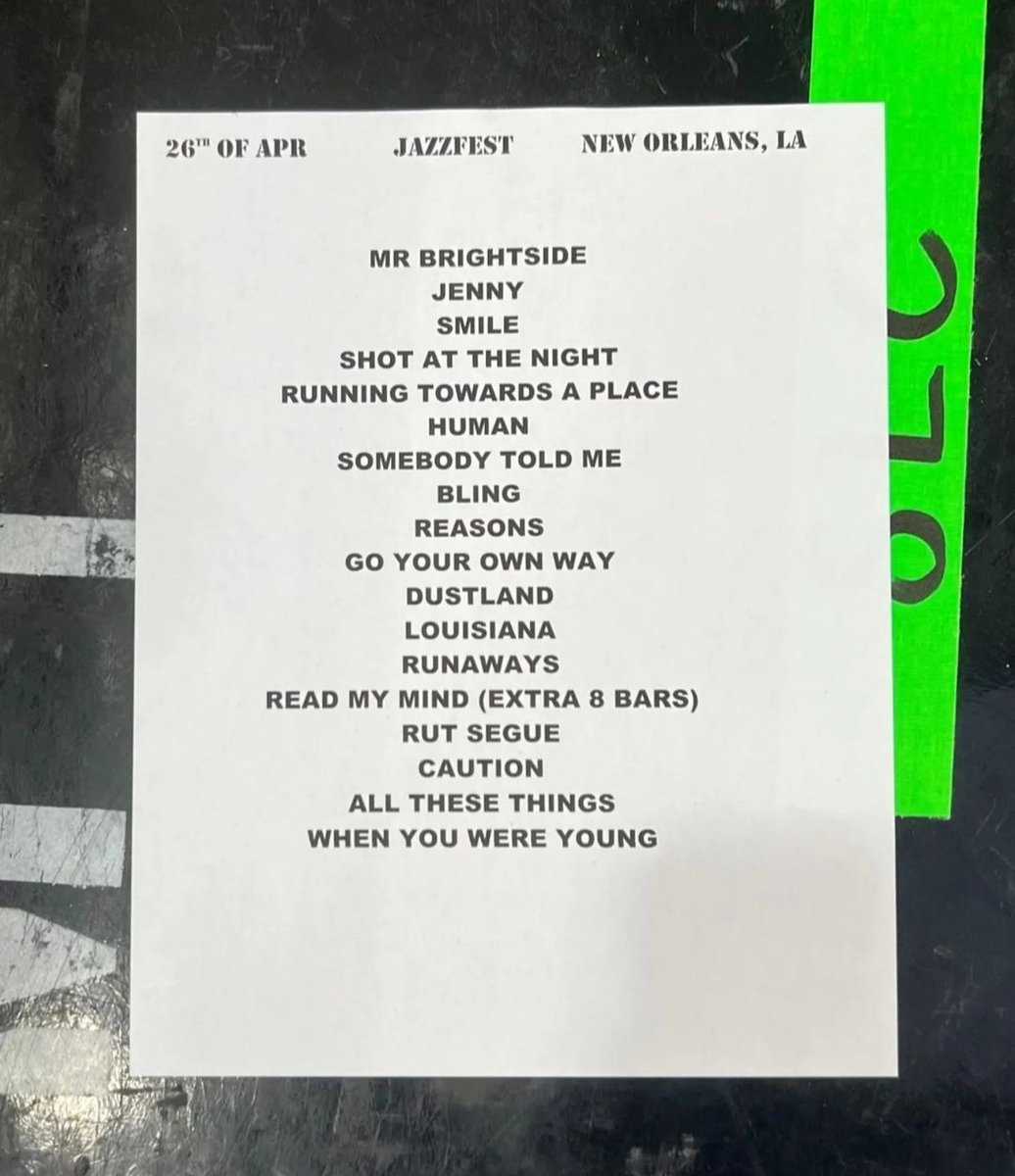 🎶| New Orleans Jazz & Heritage Festival Setlist

📸 via thekillers_music/ig