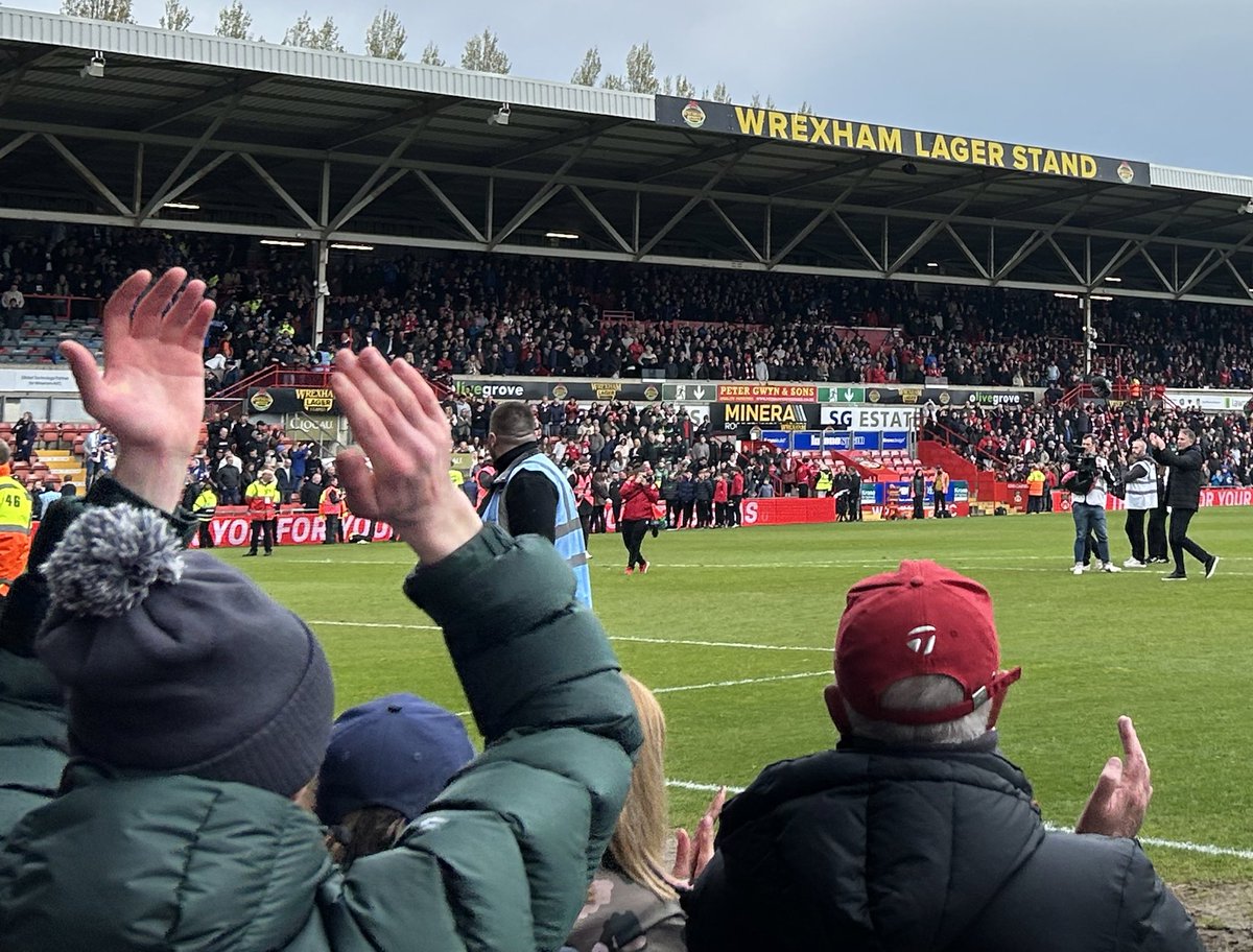 Can someone tell me where that season went?! I suppose time flies when you’re having fun 😃 Ending it in style 🐉 Very fitting to finish with a cannonball from Cannon when he’s been so sublime this season 🦁 What a team & what a crowd today 🔴⚪️❤️ @wrexham @Wrexham_AFC #WxmAFC