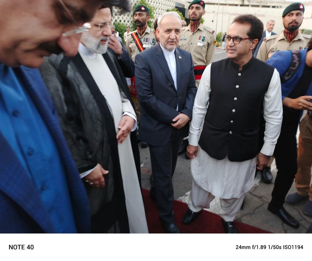 Seeing off His Excellency Dr . Ebrahim Raisi at the Karachi airport, on 24 April early morning, after HE’s incredibly important visit to Pakistan which will go a long way in solidifying Pakistan-Iran ties .