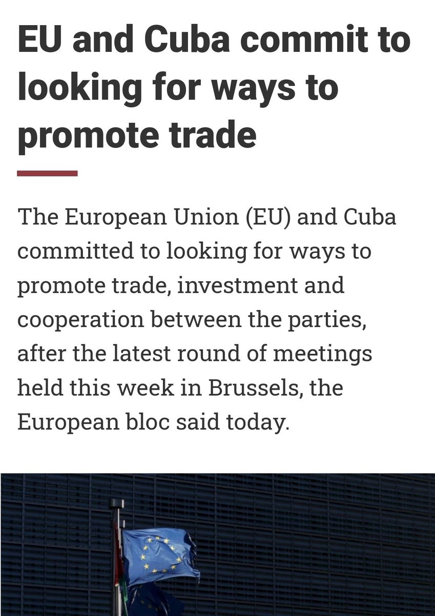 🇪🇺🇨🇺 🤨
 🚨 Esta semana en Bruselas, la UE y Cuba se han comprometido a fortalecer sus lazos comerciales y de inversión. En reuniones bajo el ADPC, se trataron temas clave como las sanciones, el desarrollo sostenible y la economía cubana. Ambos lados están explorando maneras de