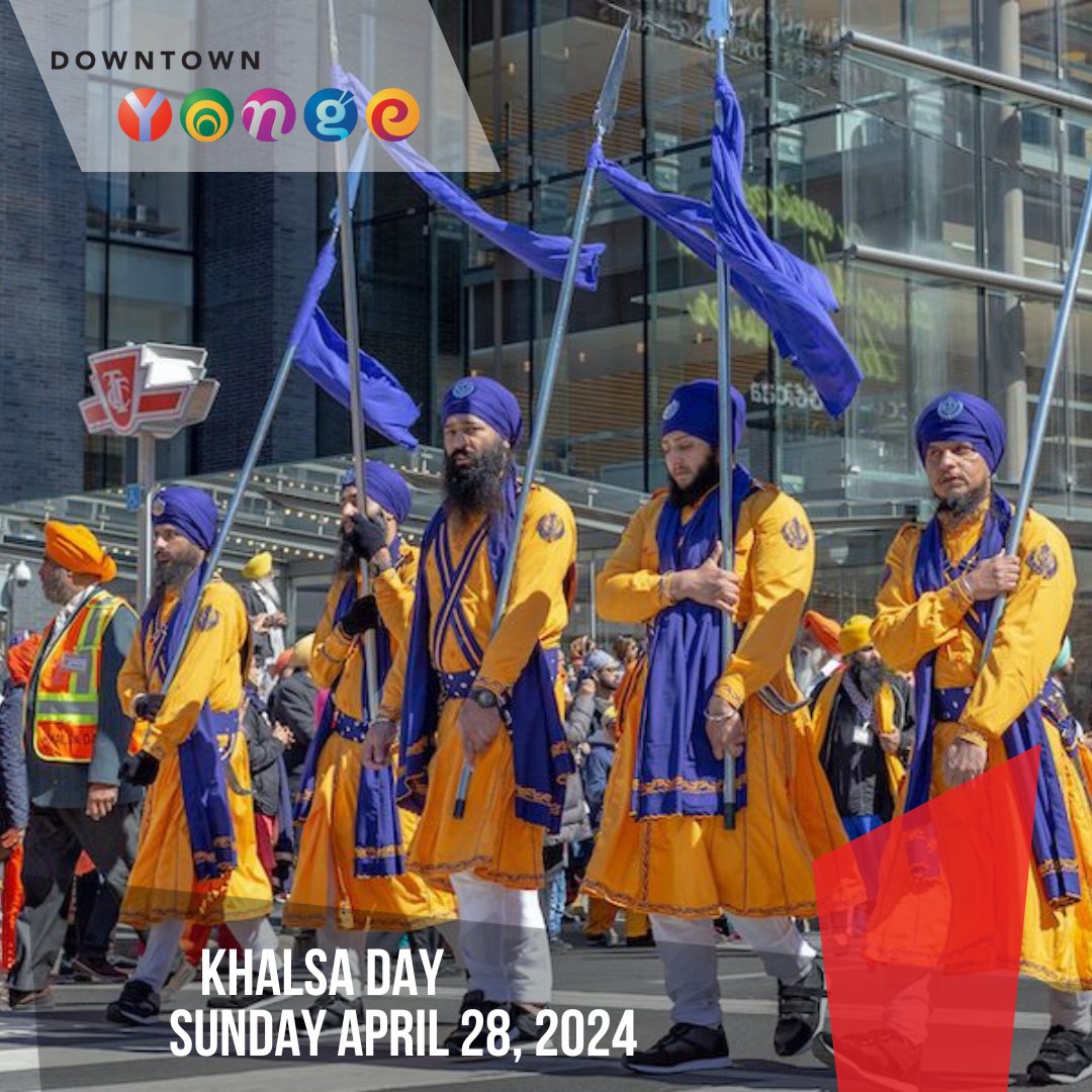 Come out this Sunday for Khalsa Day! Expect vehicular road closures on Bay St from Albert St to Queen St W from 5:00 am to 8:00 pm with local access only on Bay St from Albert St to Dundas St W. For more info, please visit: osgc.ca/khalsa-day-dow… #YongeLove
