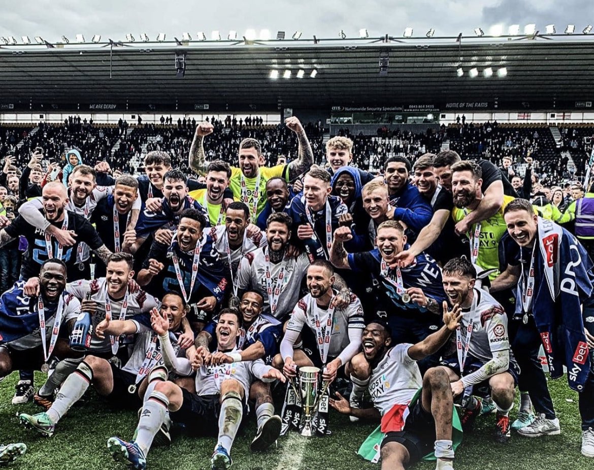 PROMOTION ACHIEVED!! 🏆🖤🐏🤍 This group along with Paul Warne & David Clowes have created history for a football club that has been through very difficult times in the last few years! Covering the club this season has been a pleasure, this one is for you Rams fans!! 🐏#DCFC