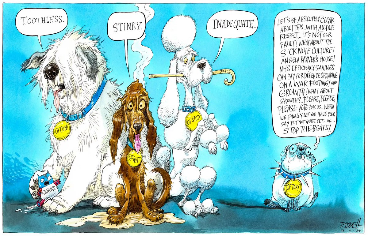 Chris Riddell on how one-word #Ofsted assessments would apply to the #ToryParty - political cartoon gallery in London original-political-cartoon.com
