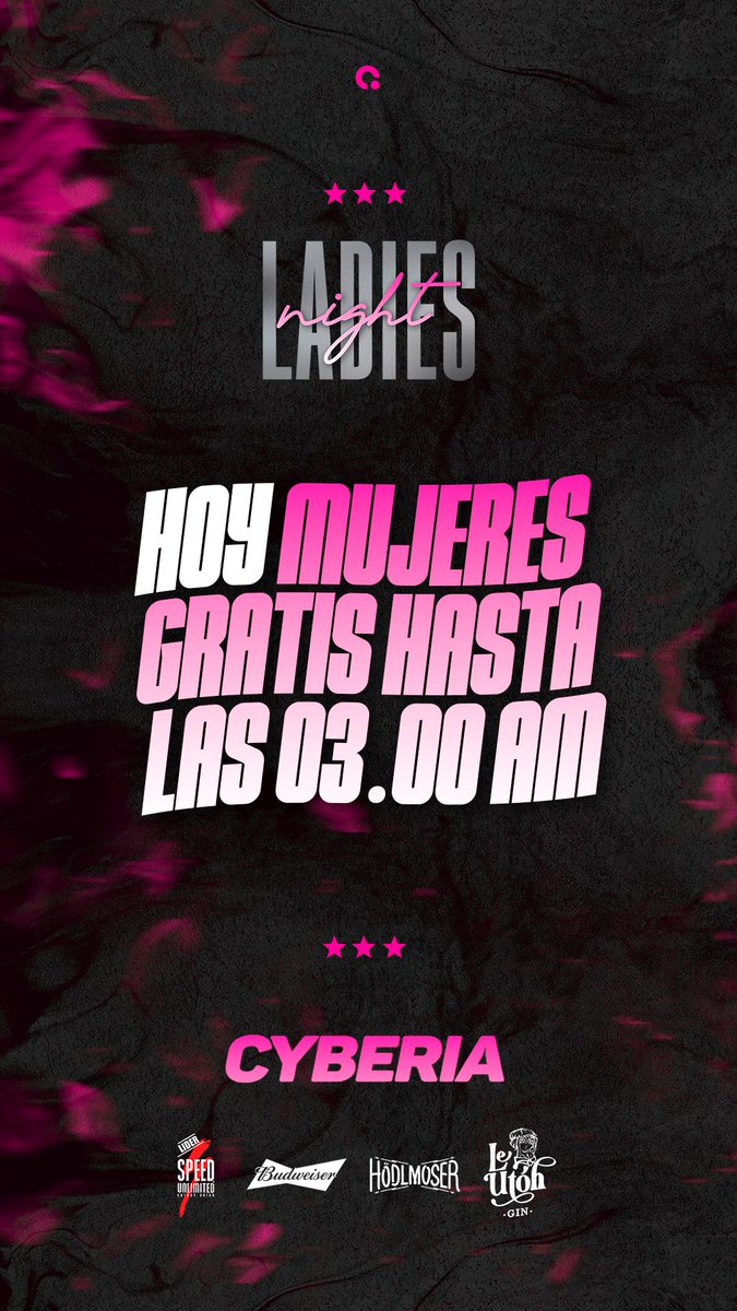 𝘾𝙔𝘽𝙀𝙍𝙄𝘼 |𝐋𝐀𝐃𝐈𝐄𝐒 𝓷𝓲𝓰𝓱𝓽💃
❗𝗦𝗔𝗕 27/04
❦
🤟🏻𝗠𝘂𝗷𝗲𝗿𝗲𝘀 𝗚𝗥𝗔𝗧𝗜𝗦 𝗵𝗮𝘀𝘁𝗮 𝗹𝗮𝘀 𝟯:𝟬𝟬
𝙎𝙚𝙘 | 𝘾𝙖𝙘𝙝𝙚𝙣𝙜𝙪𝙚
@francodandreaa 
𝙎𝙚𝙘 | 𝙆𝙄𝙆𝘼
❦
🚨Ingresos +𝟏𝟓 con D.N.I🚨
#boliche #disco
#CYBERIA2024 #alejandroroca