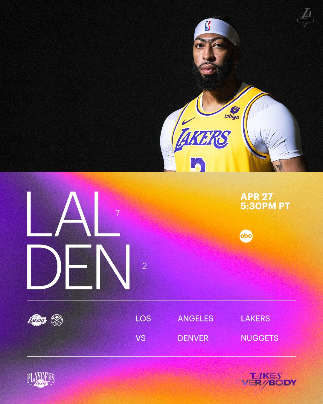 Los Angeles Lakers on X Game 4 5 30 PM PT ABC ESPN LA 710 1330 KWKW https t RXbTdDnFUG X