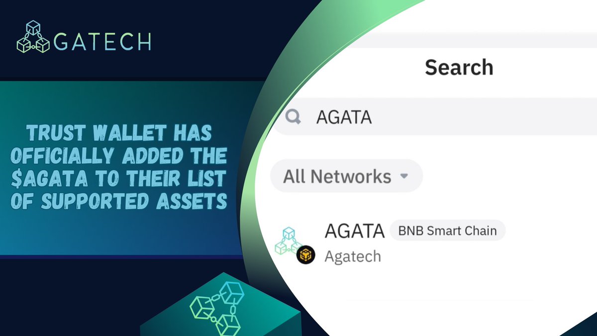AgaTechSystems's tweet photo. #TrustWallet has recently included $AGATA in its supported assets, enhancing convenience and security for #AgaTechEcosystem users. This integration simplifies transactions, potentially increasing $AGATA's liquidity and attractiveness to #Investors. Known for robust security, Trust Wallet's support may boost $AGATA's value and market stability, promoting wider adoption in the cryptocurrency community. This move aligns with Trust Wallet's commitment to a diverse, inclusive financial ecosystem.
Read this story from Agatech on Medium : 👇
https://t.co/uxvREzouy2
#bitcoinhalving2024 #Altcoinseson #crypto