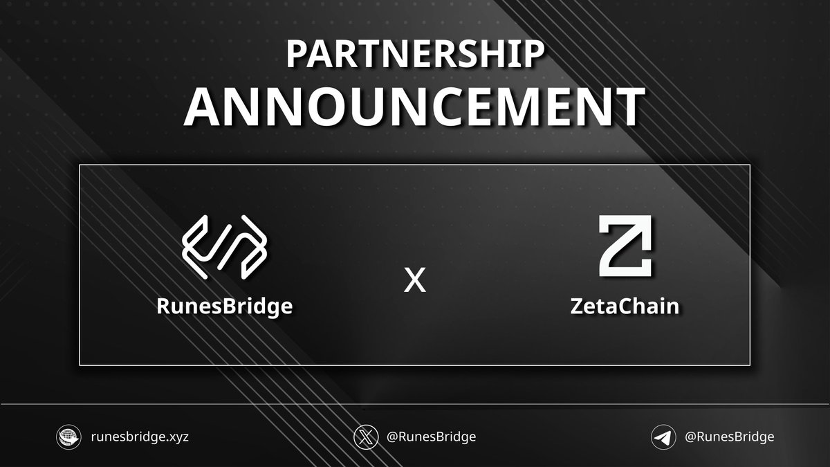 RunesBridge's tweet photo. PARTNERSHIP: RUNESBRIDGE 🤝 ZETACHAIN

We are excited to announce a partnership with @zetachain, First Blockchain for Omnichain Abstraction!

This will enable users from Bitcoin, Ethereum, BNBChain to access #Runes assets all from one place!

🧵1/4