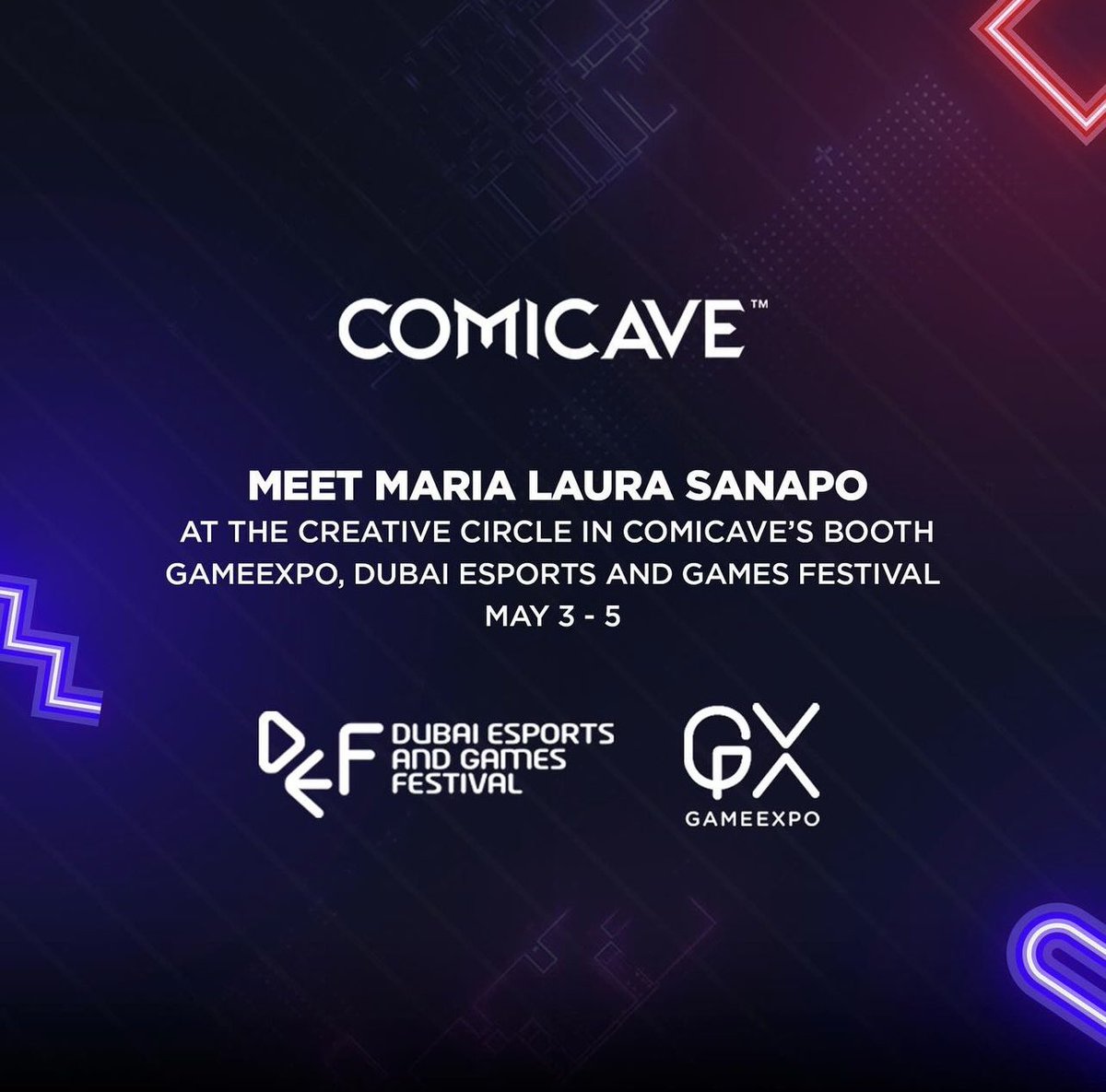 See you next week from May 2 to 5 at <a href="/DubaiEsports/">Dubai Esports</a>  and Games Festival at <a href="/ComiCaveUAE/">Comicave</a> booth!
I’ll be doing commissions and selling original art. 
Come and say hi! ♥️

Info original art &amp; commissions: mlsanapo18@gmail.com