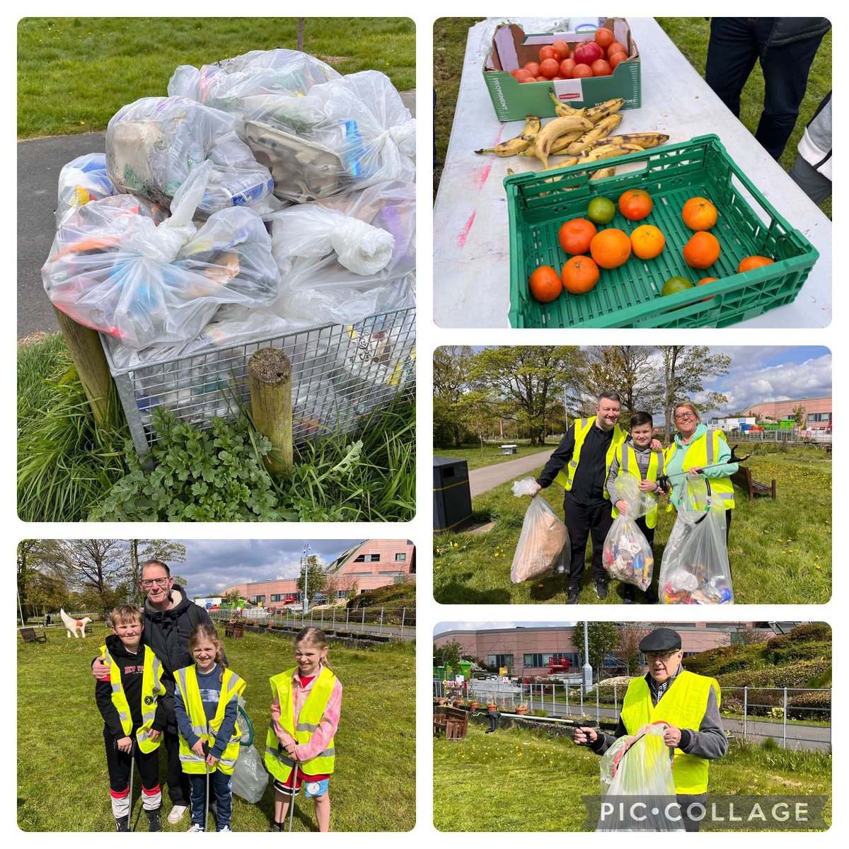 lovely to see lots of new faces today at our mthly community litter pick #springfieldpark - pity so much rubbish collected in just 1 hr esp in the new play area. no chocolate this mth healthy fruit instead