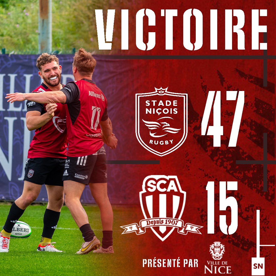 🔥 🔥 LE STADE NIÇOIS EN DEMI-FINALE 🔥 🔥 Grave à sa victoire face à Albi ce samedi, les Niçois terminent la saison à la 1ère place !! Rendez-vous le samedi 11 mai pour la demi-finale de Nationale aux Arboras 🔴⚫️ #SNvsSCA #Nationale #IssaNissa #NissaRugby #AquìEsNissa