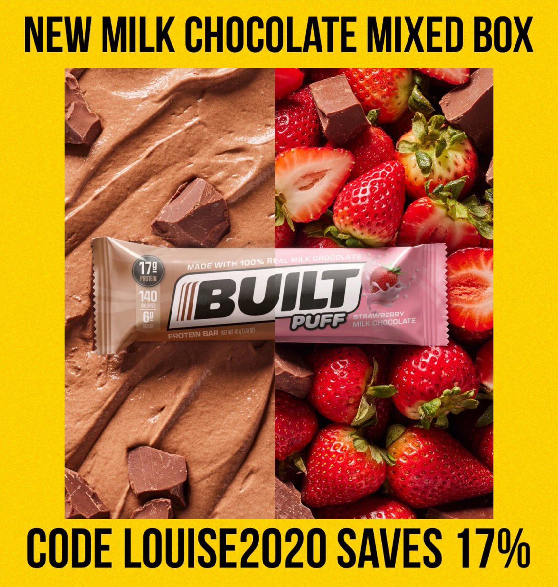 NEW ➡️ builtbar.com/?baapp=LOUISE2… #weightloss #gymgirl #gymguy #snacks #whey #tastesgood #HealthyEating #gym #discountcode #highprotein #gymlife #wwprotein #love #workout #tasty #proteinbars #milkchocolate #healthy #save #proteinbars #builtbar #strawberry #milkchocolate @Built_Bar