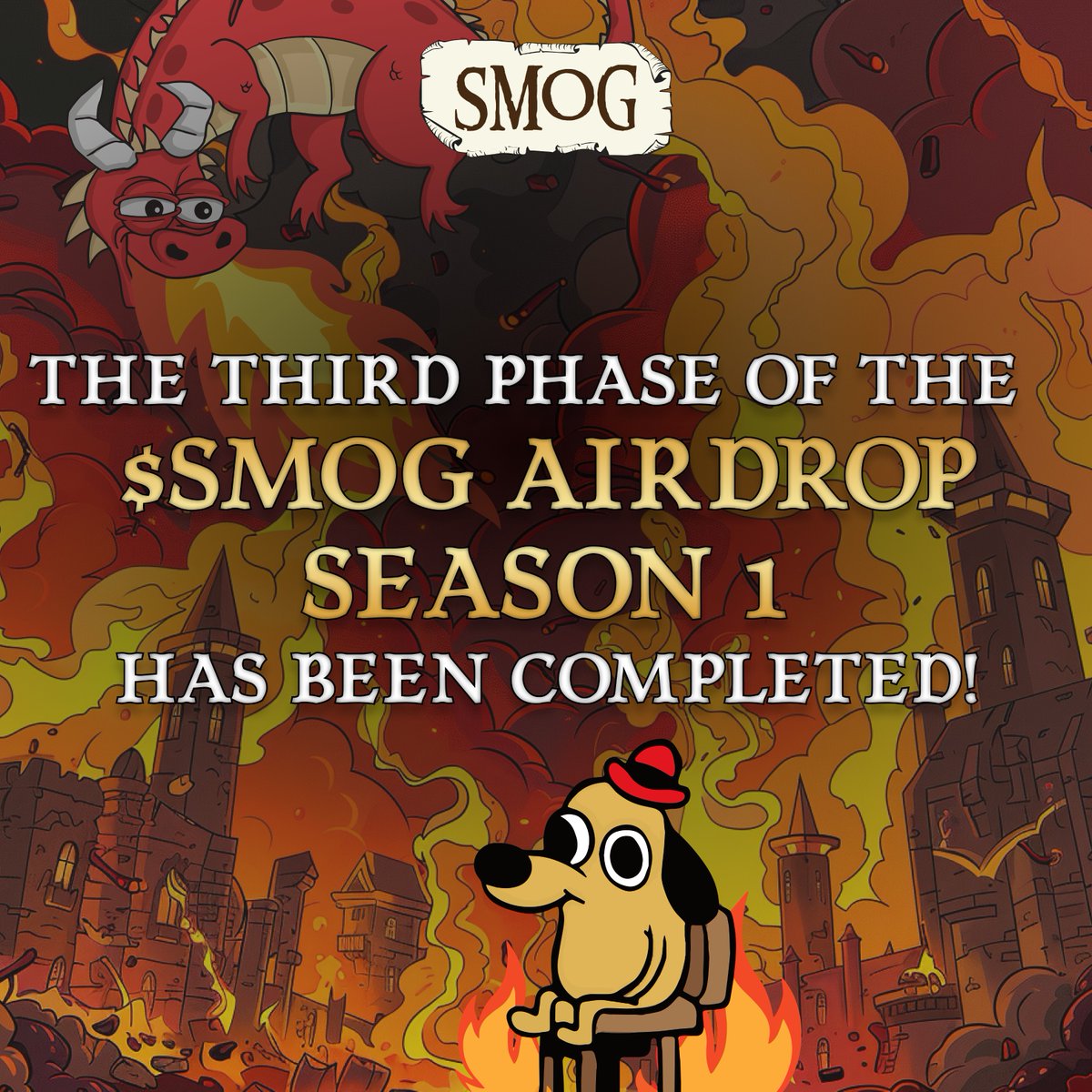 🐉 The third phase of the $SMOG #Airdrop is now complete! 🎉 Join our community for more opportunities to earn rewards Season 2! 🔥 Gain XP by #Trading $SMOG and completing daily quests on #Zealy 💰🏆 bit.ly/BuySmog #SmogSwap #TradeSmog #Solana