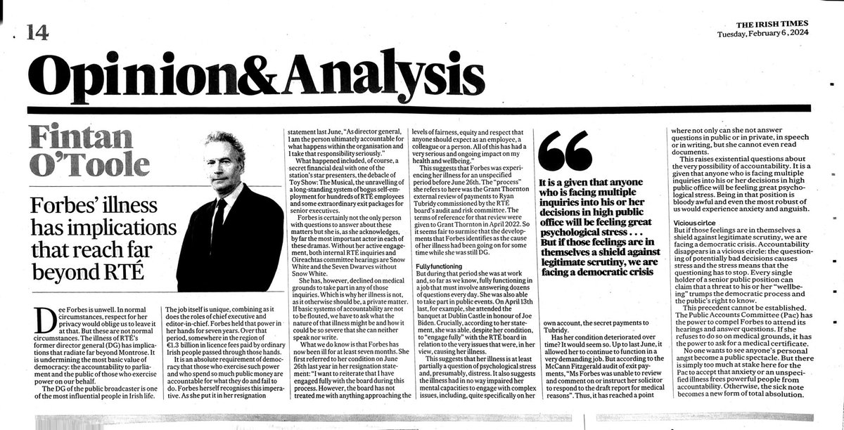 Fintan OToole ⁦@IrishTimesBiz⁩ ⁦@IrishTimesOpEd⁩ knows his facts about the RTE Executive Mg who are 'runnng' @rte @rtepress Irelands Failed Media Station .