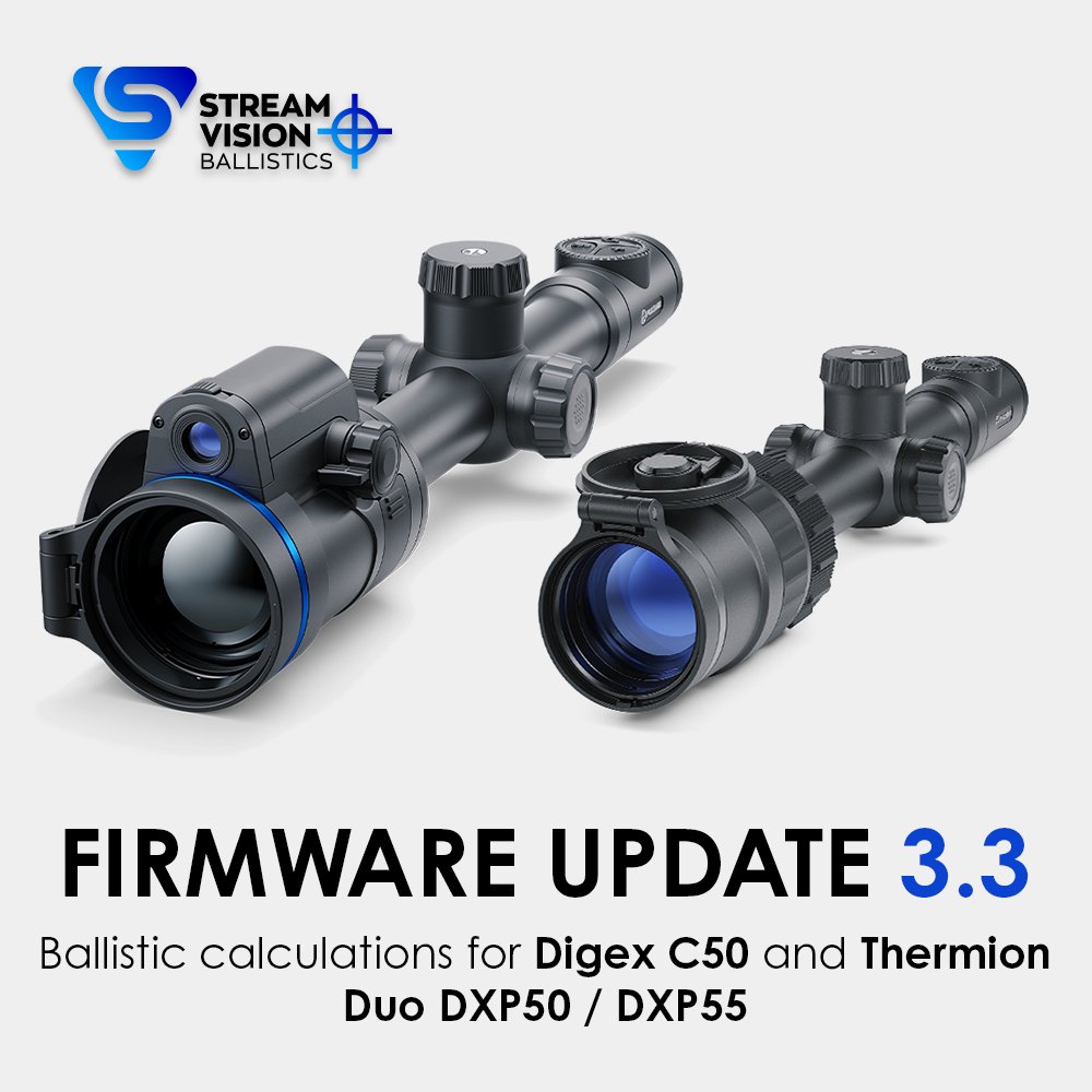 Stream Vision Ballistics comes to the Thermion Duo series and Digex C50 with Firmware Update 3.3. Find out more here: thomasjacks.co.uk/introducing-st… 

#thermalimaging #nightvision #multispectral #firmware #update