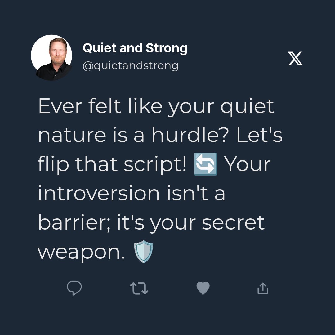 Embrace your inner power, #introverts! Your calm, reflective nature is a strength in a loud world. 🌍🤫 

Discover how at quietandstrong.com 💪💼

#introvert #introvertlife