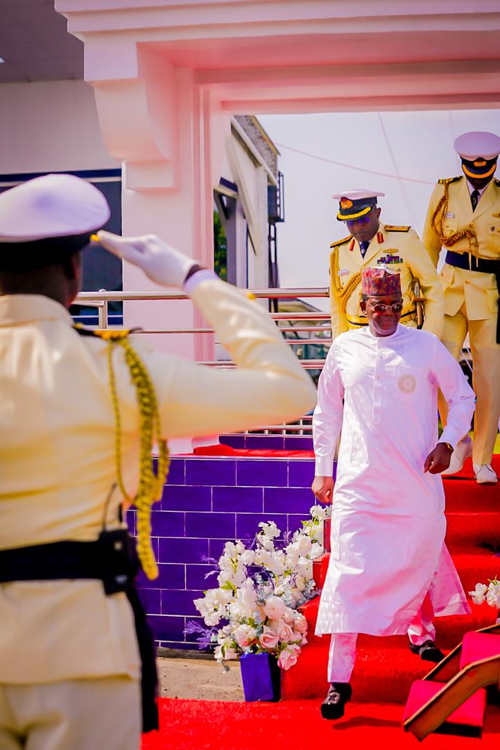 Dr. Bello Matawalle, @Bellomatawalle1 Minister of State for Defence, served as the distinguished Special Guest of Honour at the Passing Out Parade of Batch 35 of the Nigerian Navy Basic Training School.