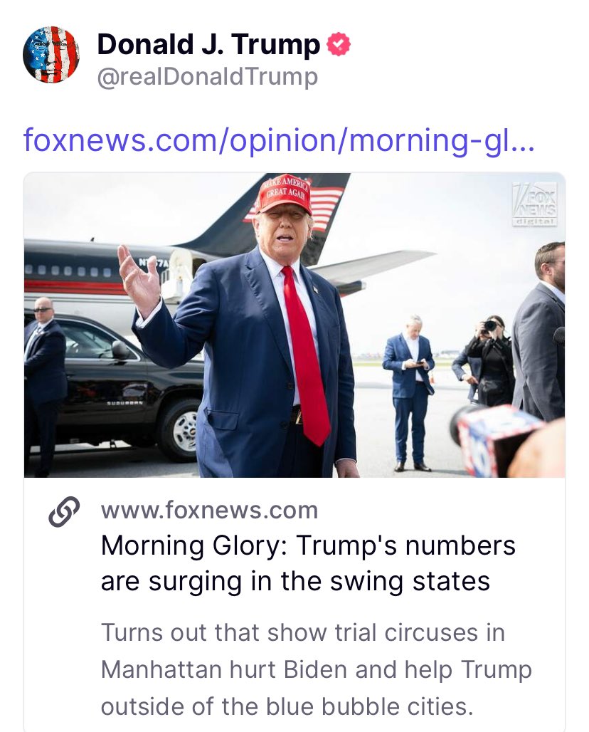 President @realDonaldTrump [4/27/24, 1:05 PM] POST 🇺🇸🇺🇸 foxnews.com/opinion/mornin…