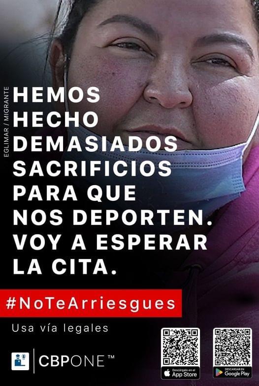 Utiliza #VíasLegales, descarga #CBPOne y #NoTeArriesgues. Sigue nuestro canal de WhatsApp para más contenido y noticias sobre migración. bit.ly/3w0zHCK