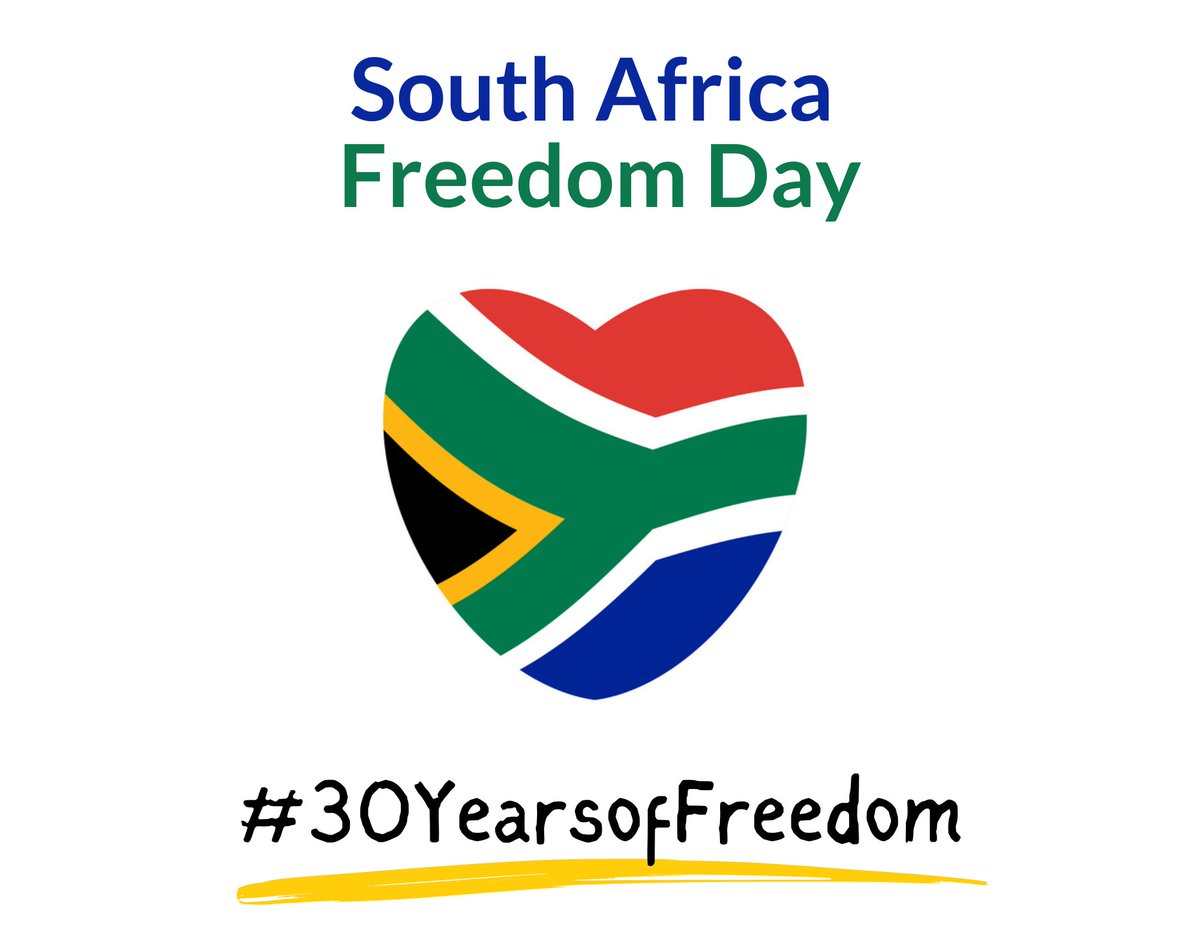 Today, #SouthAfrica marks 30 years since the end of apartheid and the birth of its democracy. Wishing a happy #FreedomDay to all South Africans as we continue to prioritize children's rights to health, education, and happiness. #30YearsofFreedom