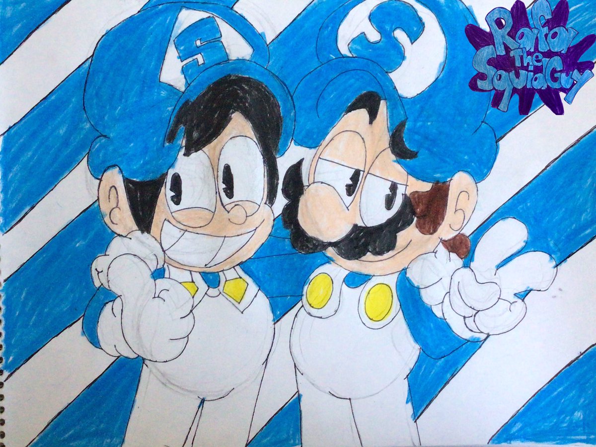 The Blue Plumbers 
#SMG4 #smg4fanart #traditionalart #traditionaldrawing #fanart #dibujo #dibujotradicional #ArtistOnTwitter #ArtistofTwitter #traditionalfanart #GlitchProductions @smg4official @MediEx2012 @FM54321