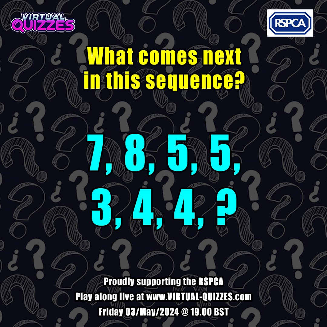 Jorosar's tweet photo. Next Friday is #VirtualQuizzes night!
Bring friends, family & join us for 6 rounds of quizzing on Twitch, raising money for @RSPCA_official and having @KillerPigeon and I get drunk in the process!
Can you solve this month's brainteaser?
Share, care, and see you there! π https://t.co/6FeofM5Ooy
